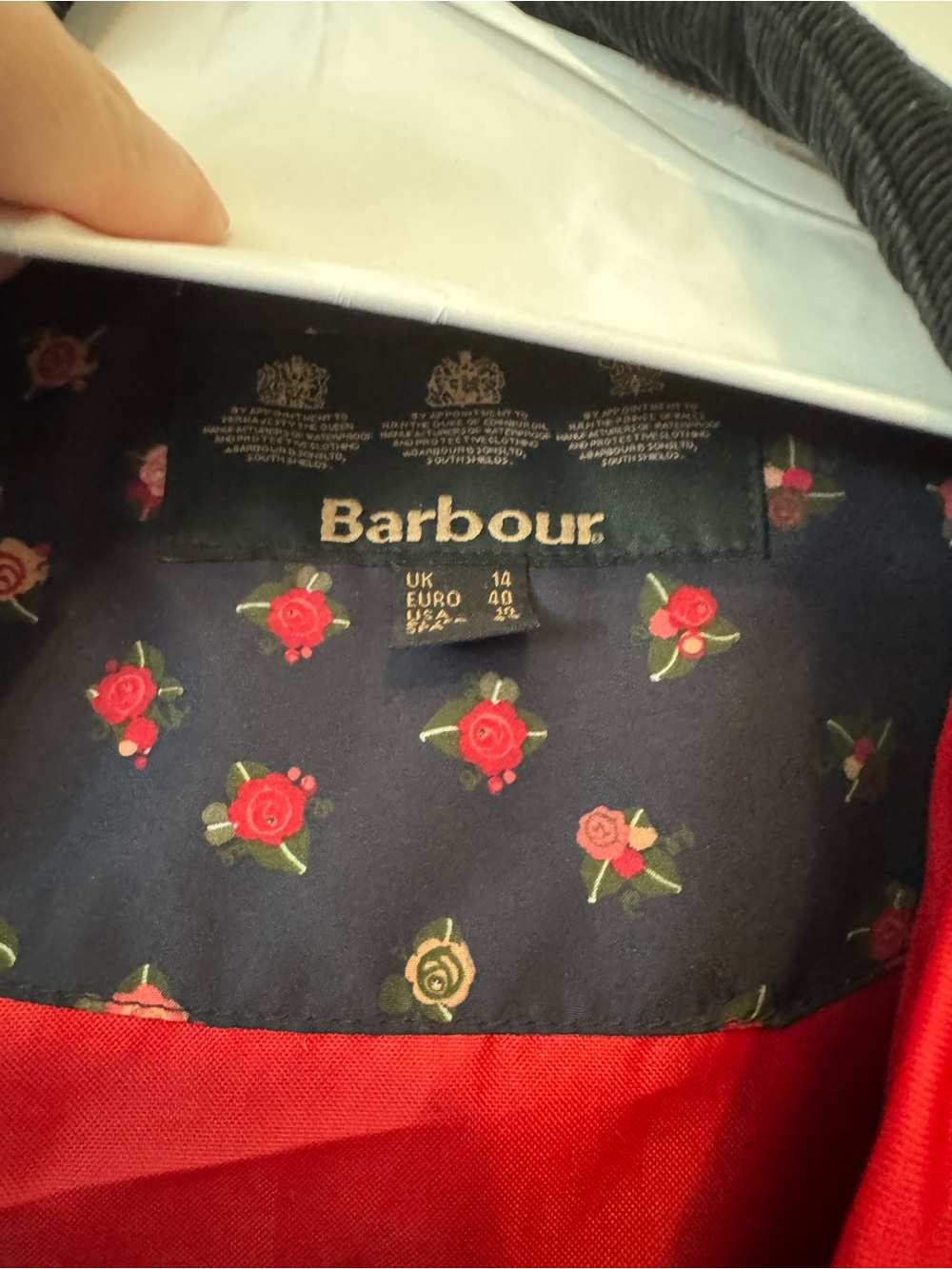 Barbour Women's Dark Floral Waxed Jacket - Black with Pink Detail - Picture 3 of 12